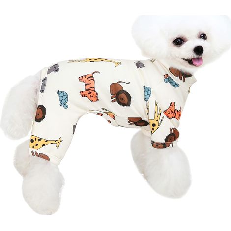 Pyjama pour Petit Chien, Pyjama pour Chien, Extensible et Coquet, Facile à Mettre et à Enlever Convient Aux Chiens de Petite et Moyenne Taille (Small, Crème) (1/5)