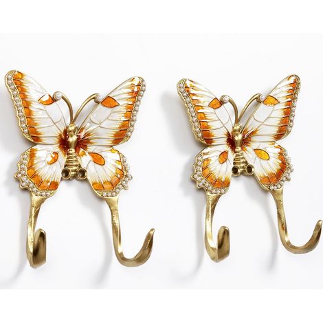 2-pack metal wall hooks with butterfly shape,  vintage antique decorative hooks,  heavy-duty organizer door hooks (1/4)