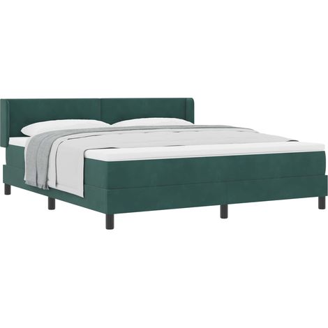 Maison Exclusive - Lit à ressorts avec tête de lit Vert foncé 200 x 180 cm Velours (1/5)