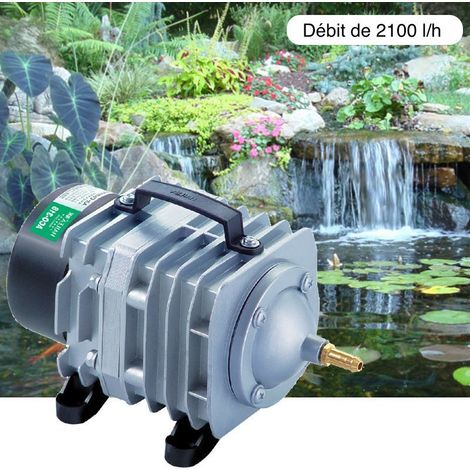 Le Poisson Qui Jardine – Compresseur aérateur 2100 l/h – Pompe à air pour bassins jusqu'à 3000 litres – 6 sorties – Faible consommation 18W – Silencieux 50 dB