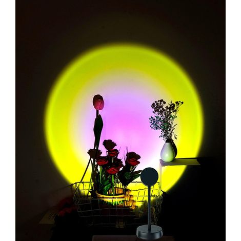 MINKUROW Proyección Led De Proyección De Amanecer, Rotación De 180 °, Visual Romántico, Proyector De Puesta De Sol, Usb, Lámpara De Pie Moderna, Luz Nocturna Para Sala De Estar (1/5)