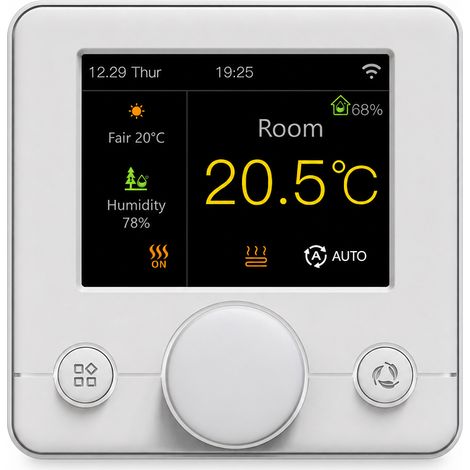 Thermostat WiFi intelligent pour chauffage électrique au sol, réglage par molette, appli Tuya, 16 A, blanc, R7C.716 (1/5)