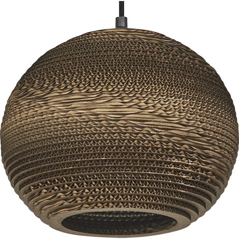 OSRAM Suspension Decor Cardboard Ball marron en carton ondulé, légère, E27, diamètre 260 mm, abat-jour en matériau recyclé, durable grâce à sa source lumineuse remplaçable, montage facile