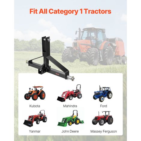Attelage 3 Points avec Récepteur 5 cm, Fixation Rapide 3 Points pour Tracteur de Catégorie 1, Capacité de Charge 1360 kg, Adaptateu… (1/5)