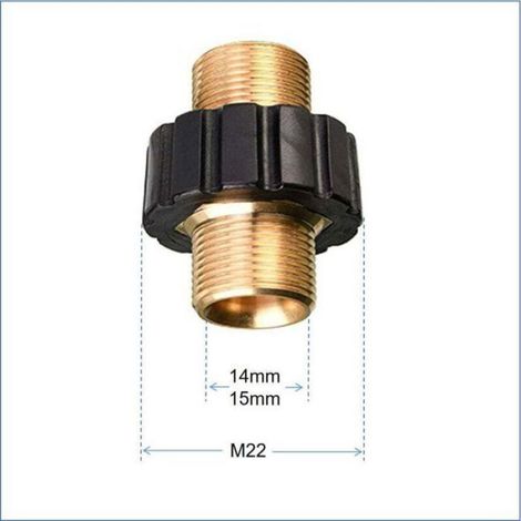 Raccord rapide pour nettoyeur haute pression - - M22 x 1,5 - Double mâle - Compatible Karcher HD HDS - Laiton (1/2)
