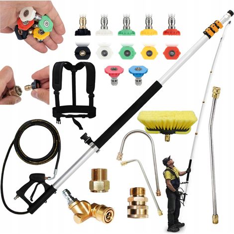 Lancia Telescopica PowerReach ProMax 6.3m – 4000 PSI, 7 Ugelli  Alluminio Leggero, Compatibile con Idropulitrici