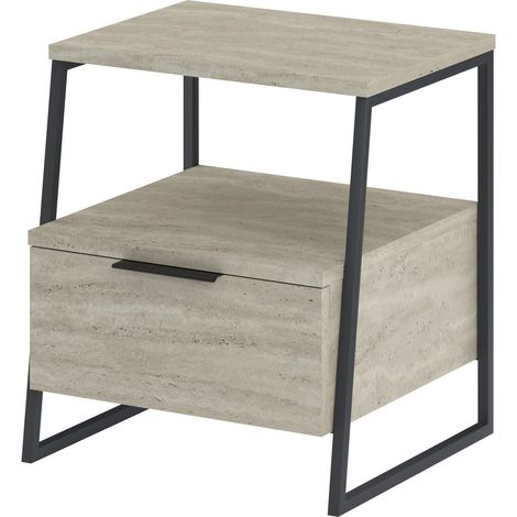 Nachttisch aus Holz "Pal" - 45 x 40 x 50 cm - Travertin