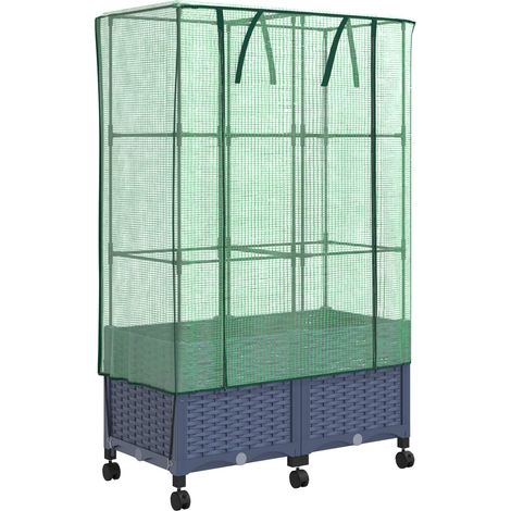 Gartenplanter mit Gewächshausabdeckung und Rädern 2 Stk. PP vidaXL