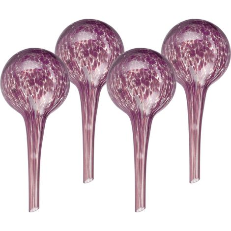 Relaxdays Sfere per Irrigazione, HxD: 15x6 cm, Set da 4 Irrigatori Automatici per Piante e Fiori in Vacanza, Vetro, Nero