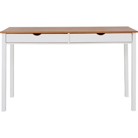 Gava Bureau avec 2 tiroirs en pin blanc et nature (1/5)
