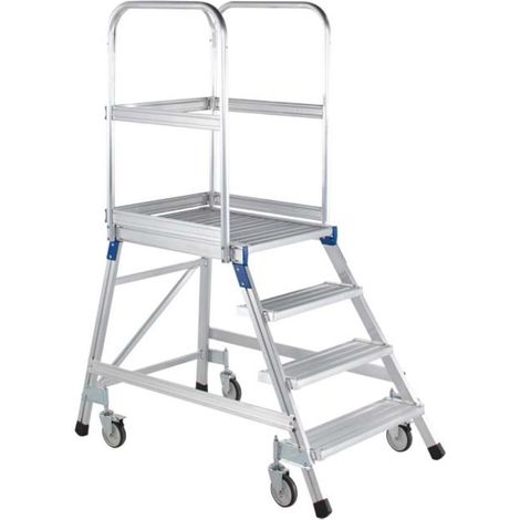 Podesttreppe 3 Plattform-H.720mm Stufen u.Plattfom Alu.geriffelt eins.ZARGES (1/4)