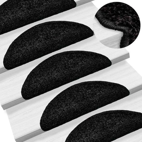 Stair Mats 10 pcs 56x17x3 cm Black Half Round vidaXL