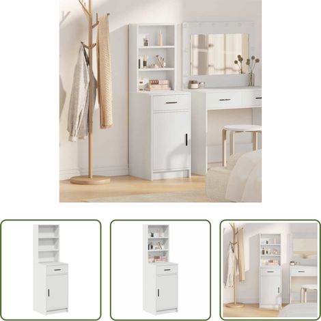 vidaXL Buffet blanc - Haut Armoire Blanc 40 x 40,5 x 135 cm Bois d'ingénierie (1/5)