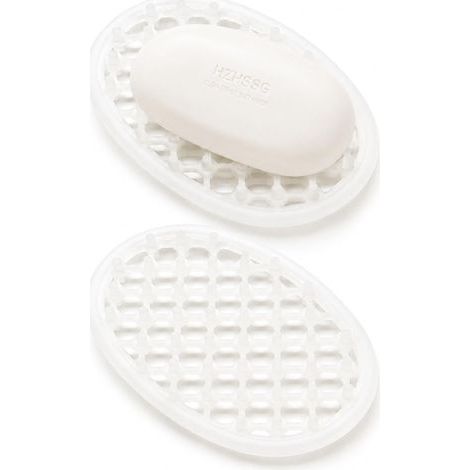 Lot De 2 Porte-Savons Auto-Drainants, Support Savon en Silicone Antidérapant pour Lavabo De Salle De Bain Et Plan De Travail De Cuisine, Plateau À Savon pour Niche De Douche, Étagère Et Baignoire (1/5)