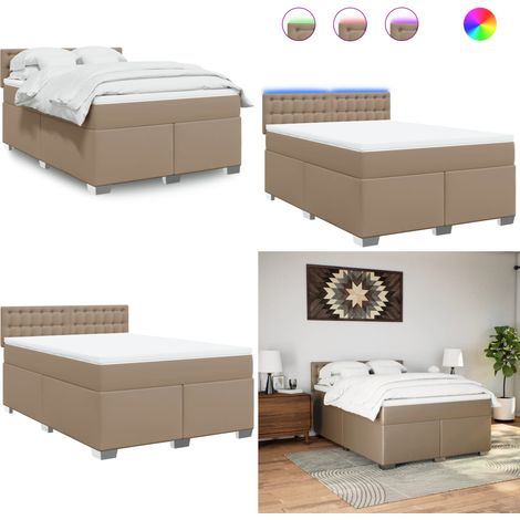 vidaXL Boxspringbett Matratze Cappuccino-Braun 140x200cm Kunstleder (1/5)