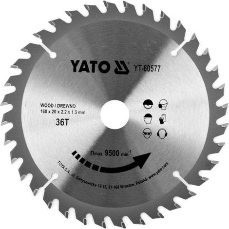Lame De Scie TCT - 160 X 36 X 20 Mm - Pour Bois Et Dérivés - 1 Pièce