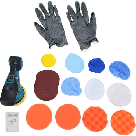 Kit de polisseuse de voiture sans fil 21 V, orbitale de 6 pouces avec vitesses variables, moteur sans balais, affichage LED pour polissage, ponçage, unité nue + accessoires (1/5)