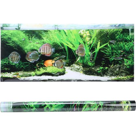 Sticker mural adhésif en PVC, décor pour aquarium, motif fond marin, petits poissons et plantes aquatiques, 61 x 30 cm (1/5)