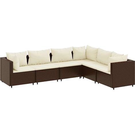 Maison Exclusive - Set Mobili da Giardino 6pz con Cuscini in Polyrattan Marrone