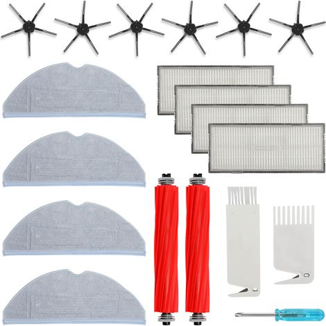 Wolketon 19pcs Ersatzzubehör kompatibel für Roborock S7 S7Plus S7 MaxV S7 MaxV Ultra 2 Walzenbürsten,4 Filter,6 Seitenbürsten