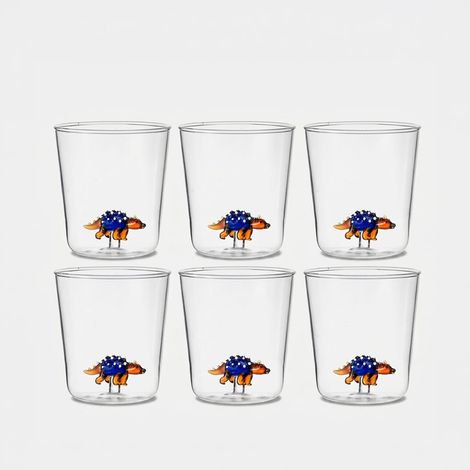 Lot de 6 verres en verre décorés Made in Italy Ankilosaurus (1/2)