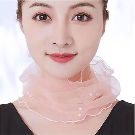Cache-cou en mousseline de soie pour femme - Protection UV pour le visage et le cou - Convient pour les voyages d'été et les trajets (rose) (1/5)
