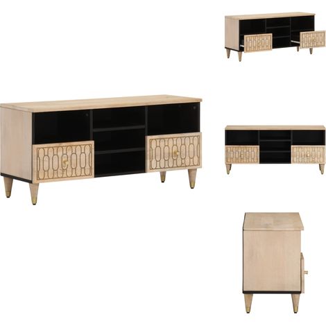 Meuble TV 100x33x46 cm bois massif de manguier - Meubles Tv - Meuble Tv - Support Tv - Unit Tv - Meuble En Bois Massif (1/5)