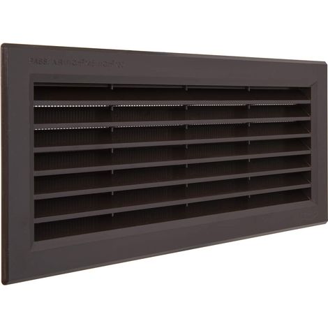 La Ventilazione P31R13M Griglia di Ventilazione rettangolare in Plastica marrone da incasso con rete antinsetti. Dimensioni 315x136 mm (1/4)