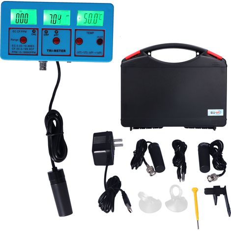 PH-118 Appareil de contrôle multiparamètres de qualité de l'eau, écran LCD rétroéclairé, testeur ORP/PH/EC/TDS/CF/TEMP, prise américaine 110V (1/5)
