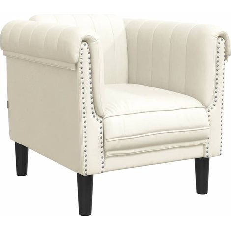 Fauteuil de Salon，Chaise，Fauteuil crème velours CFW360390 (1/5)
