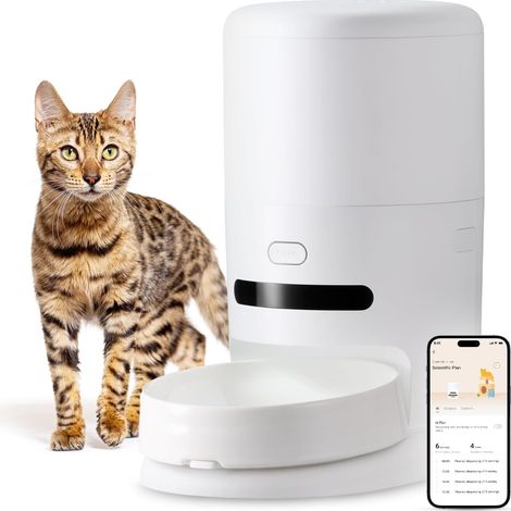 Automatic Cat Food Dispenser, 2.4G WiFi, 4.3L Automatic Dog Food Dispenser with App, AI Feeding Plan, Ceramic Bowl – White (1/5)