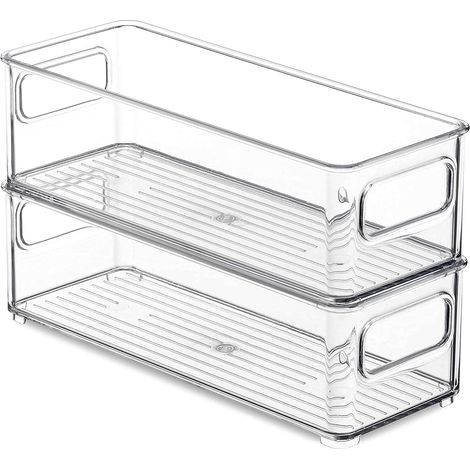 Boîte De Rangement Rectangulaire - PET Transparent Hautement - 2 Pièces - Pour Cuisine Snack Cosmétique Médicaments Bureau (1/5)