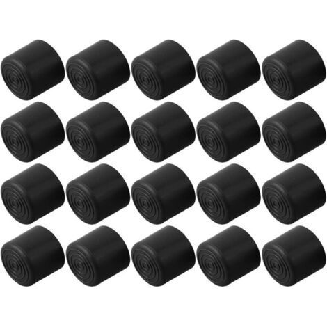 Sollbry Lot de 20 embouts de chaise en caoutchouc pour pieds de table de sol, évite les rayures, matériau PVC noir (22 mm) (1/4)