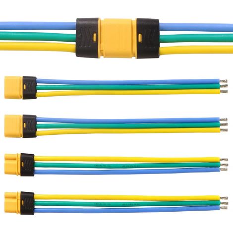 2 Paires MR30 Batterie Connecteur, MR30 Connecteur Mâle Femelle avec Connecteur de Boîtier de Gaine, avec Fil de Silicium de 100 mm 18AWG, pour Batterie RC Lipo (1/5)