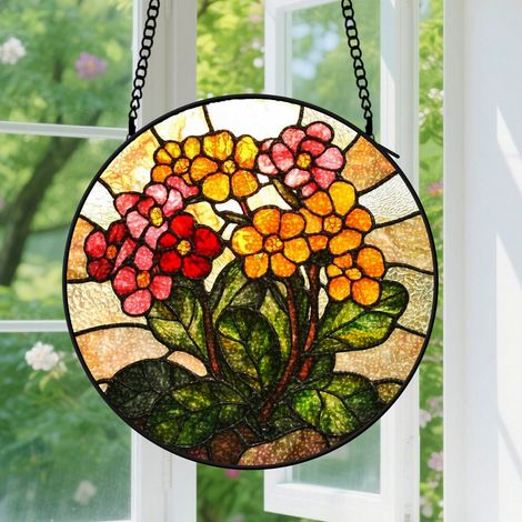 12.5cm Suspension en vitrail - Attrape-soleil élégant coloré unique minimaliste, décoration intérieure fenêtre, cadeau Anniversaire pour femme, homme (1/5)