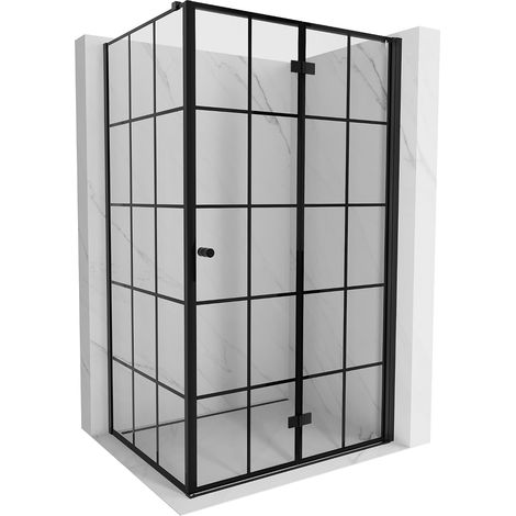Mexen Mist-F T Duschkabine klappbar rechts 75 x 70 cm, schwarzes Gitter, schwarz - 8A6T-075-070-70-77-P (1/5)