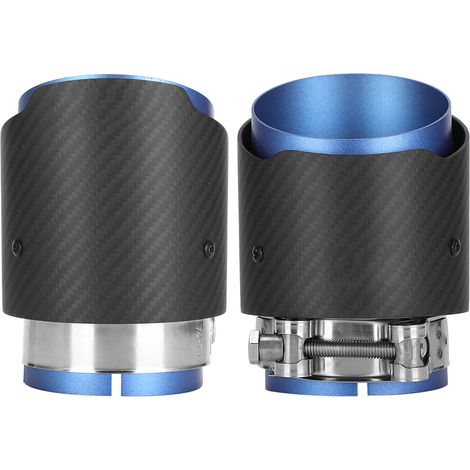 Auspuffendrohr aus Kohlefaser, 80 mm Einlass, 101 mm Auslass, gerade Seiten, matt, passend für Mazda CX5 CX4 (Blau) (1/5)