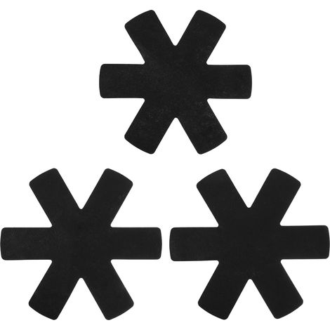 BEBUSINGOTO Paquete de 12 protectores para ollas y sartenes, 3 tamaños diferentes, separadores apilables de fieltro, separadores de platos de vidrio cerámico, utensilios de cocina, color negro (1/3)