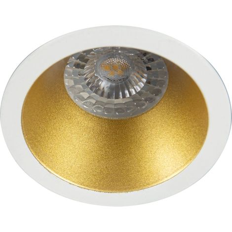 Spot DECO+ GU10 rond fixe, blanc mat/doré IP20 - EUROPOLE - 28002 (1/4)