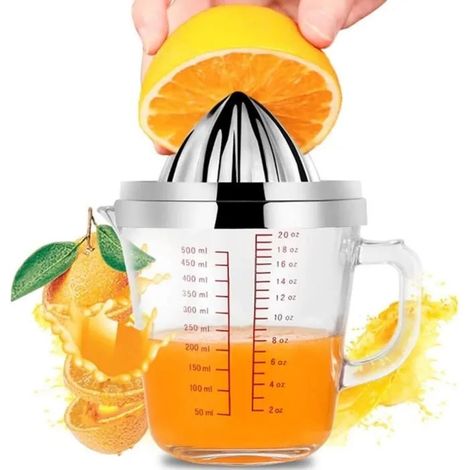 presse-agrumes manuel presse-citron orange agrumes avec tasse à mesurer en verre de 20oz et alésoir en acier inoxydable (1/4)