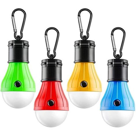 Set di 4 luci da campeggio a LED impermeabili Dailygoods con moschettone. (1/5)