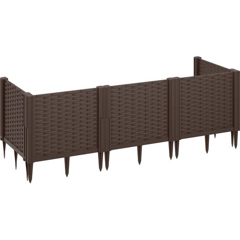 Plastic Raised Garden Bed, Modular Planter Box Kit, Garden Fence Edging Border  Flowers, Vegetables, Herbs, Brown (1/5)