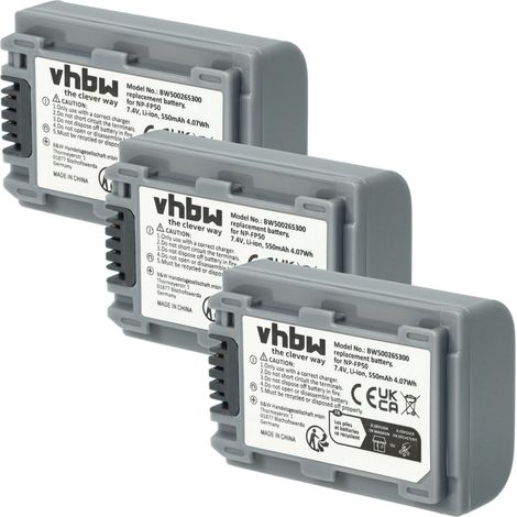 vhbw 3x Akku kompatibel mit Sony DCR-DVD705E, DCR-DVD705, DCR-DVD755, DCR-DVD505, DCR-DVD505E Videokamera Camcorder (500 mAh, 7,2 V, Li-Ion) (1/5)