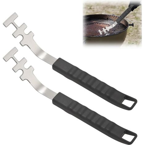 Lot de 2 lève-grille résistants à la chaleur - Anti-brûlure - Poignée ergonomique - Accessoire de barbecue anti-brûlure - Outil universel pour barbecue et camping (1/5)