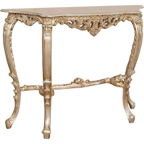 WOODEN CONSOLE TABLE WITH ANTIQUE SILVER LEAF FINISH MADE IN ITALY