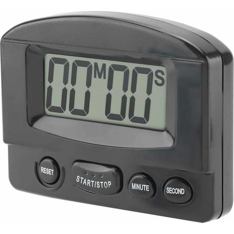 Portable Digital Minuteur de Cuisine Horloge Compte à rebours Grand écran LCD Utilisation de la Cuisine avec Support(Noir) (1/5)