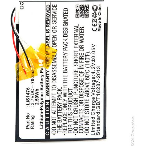 NX - Batterie tablette / liseuse Sony 3.7V 700mAh - 1-853-104-11LIS1476LIS1476 (1/3)