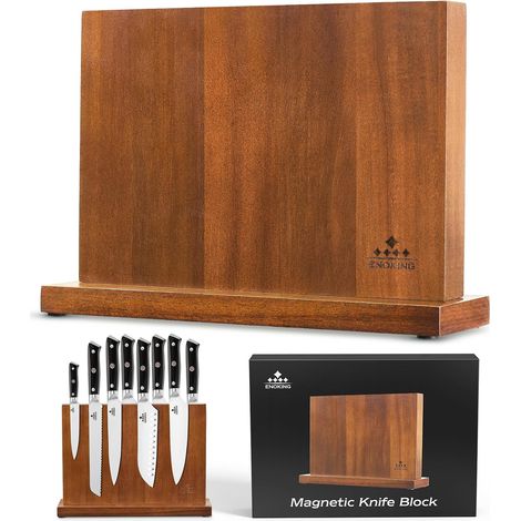 Magnetic Knife Block, Double-Sided Magnetic Block for Kitchen Knives Empty, Acacia Wood Magnetic Knife Holder Kitchen Knife Holder with Strong Magnet (1/5)