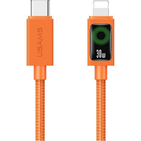 Cable USB-C/Lightning Usams SJ774 PD de 30 W y 1,2 m, color naranja (1/5)