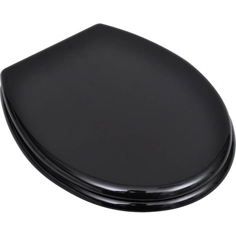 Sièges de toilette avec couvercles 2 pcs MDF Noir